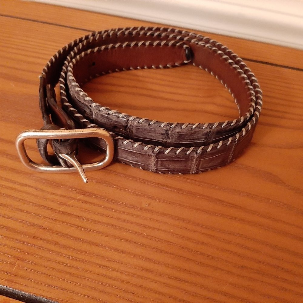 Reptile's House Crocodile Leather Belt Blackv/Gray